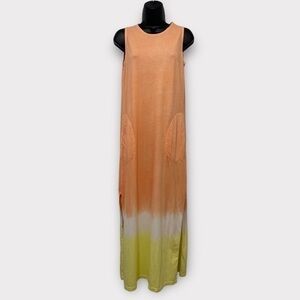 Lands’ End Orange & Yellow Ombré Tie Dye Sleeveless Maxi Dress Size XS/Small